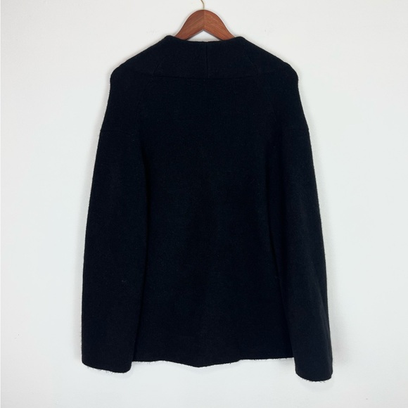 VINCE Wool Alpaca Blend Collarless Snap Button Cardigan Sweater Black Sz Medium - Picture 8 of 10